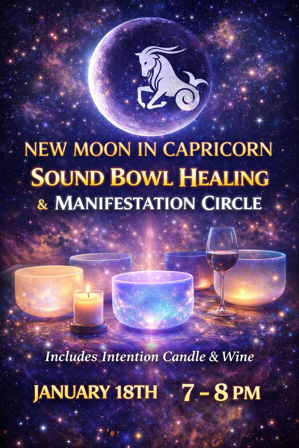New Moon in Capricorn Sound Bowl Healing & Manifestation Circle